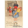 Little Girl With School Cone & Tornister *9 / Schultasche (Vintage PC ~1920s/1930s)