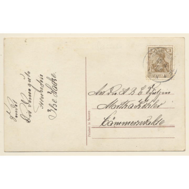 Sweet Little Girl With Tornister / Schultasche (Vintage RPPC 1912)