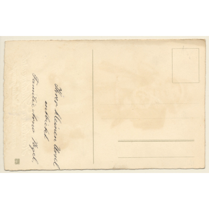 Little Girl With School Cone & Tornister / Kitten (Vintage PC ~1920s/1930s)