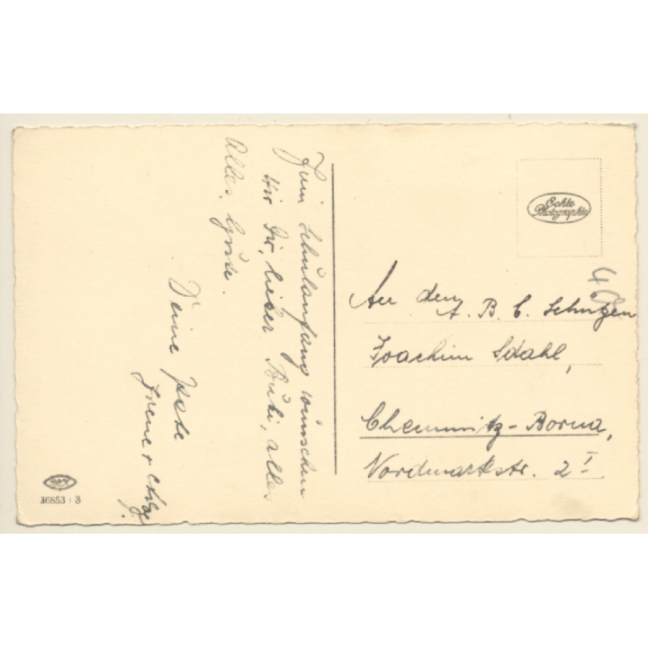 Little Boy At School Table / School Cone & Tornister (Vintage RPPC ~1930s)