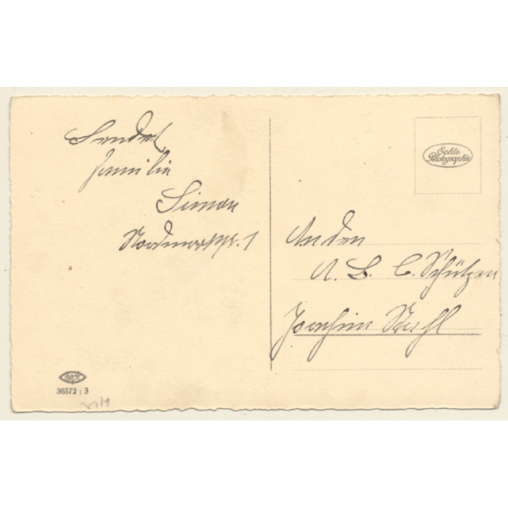 Little Boy Chewing Pencil At School Desk (Vintage RPPC ~1930s)