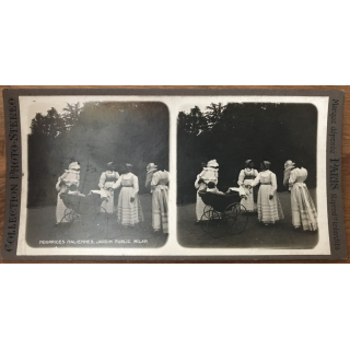 Italien Nurses, Public Garden Milan / Italy (Vintage Stereo Photo)