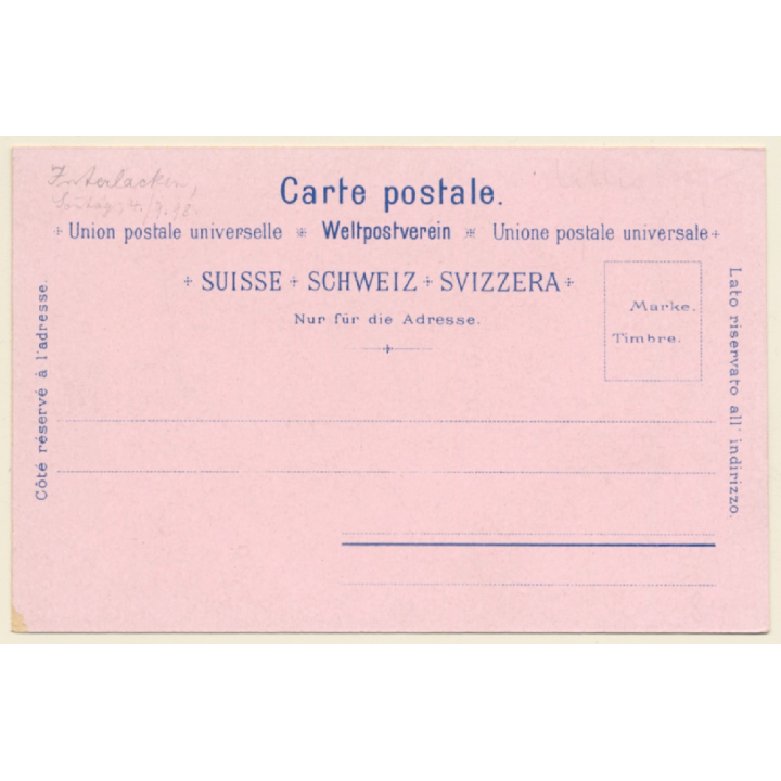 Interlaken / Switzerland: Eiger Mönch & Jungrau (Vintage PC Litho ~1900s)