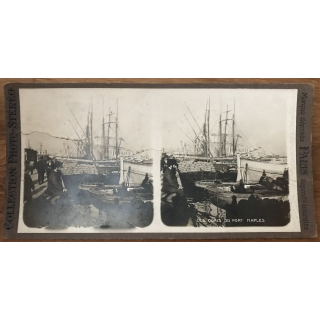 The Port Docks - Naples / Italy (Vintage Stereo Photo)