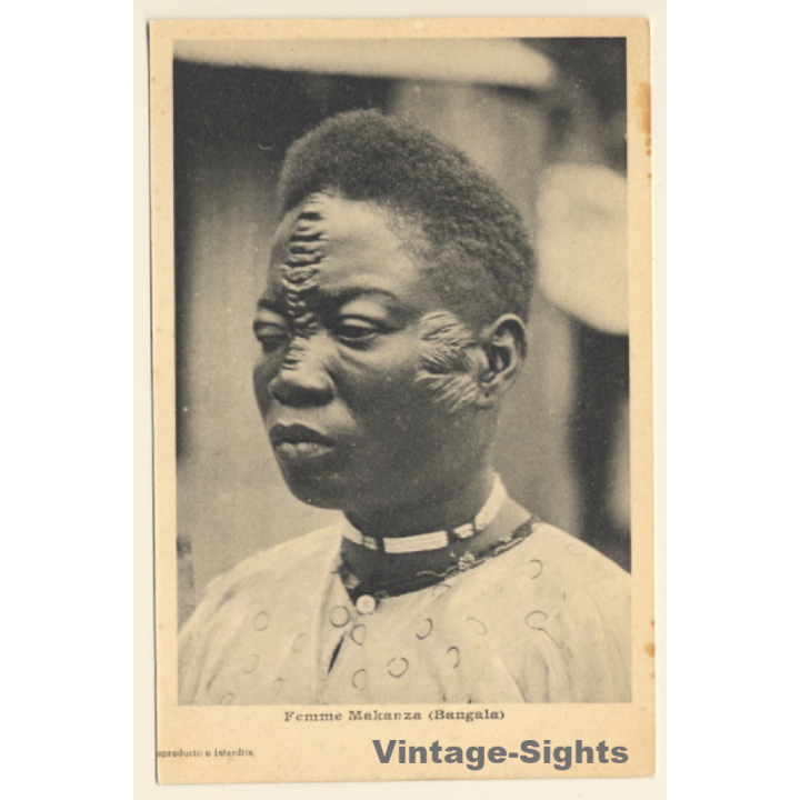 Congo Belge: Femme Makanza (Bangala) / Tribal Scars - Ethnic (Vintage PC 1910s/1920s)