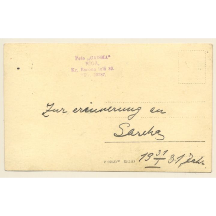 Crazy Dressed Up Woman & German Shepherd Dog With Face Mask (Vintage RPPC 1931)