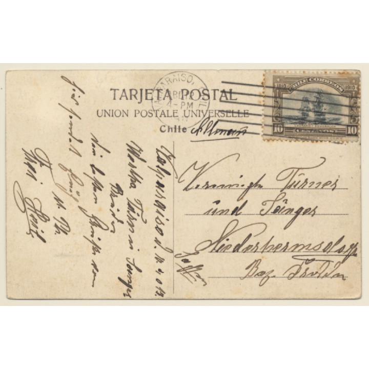 Valparaiso / Chile: Plaza Sotomayor y Muelle Fiscal / Port (Vintage PC 1911)