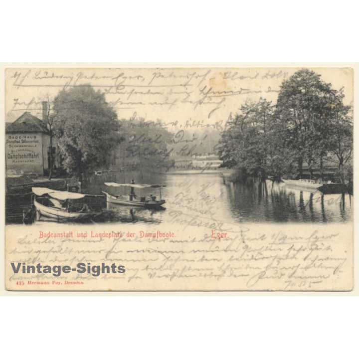Czechia: Badeanstalt Und Landeplatz Der Dampfboote / Eger (Vintage PC 1903)