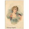 Elegant Blonde Female In Fancy Dress (Vintage Glitter PC 1900)