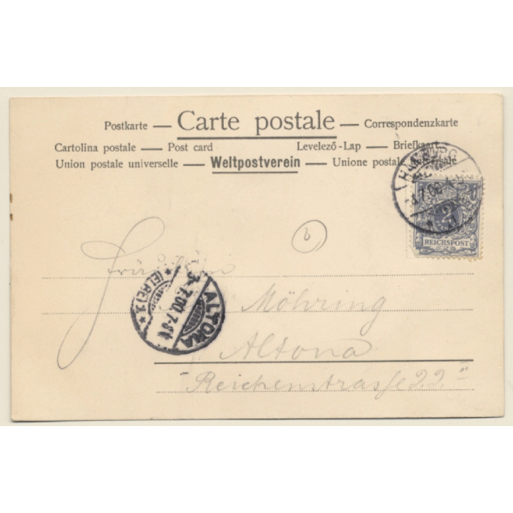 Elegant Blonde Female In Fancy Dress (Vintage Glitter PC 1900)