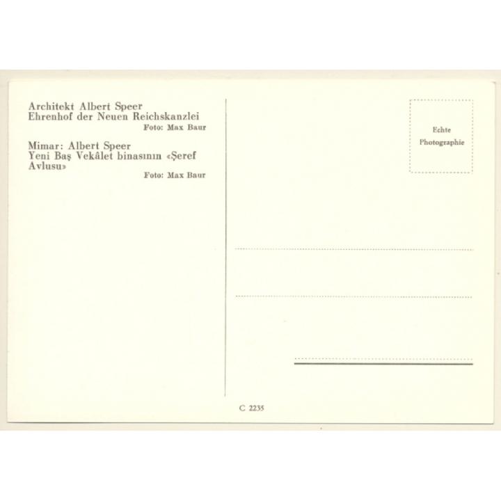 Architekt Albert Speer: Ehrenhof Neue Reichskanzlei (Vintage RPPC)