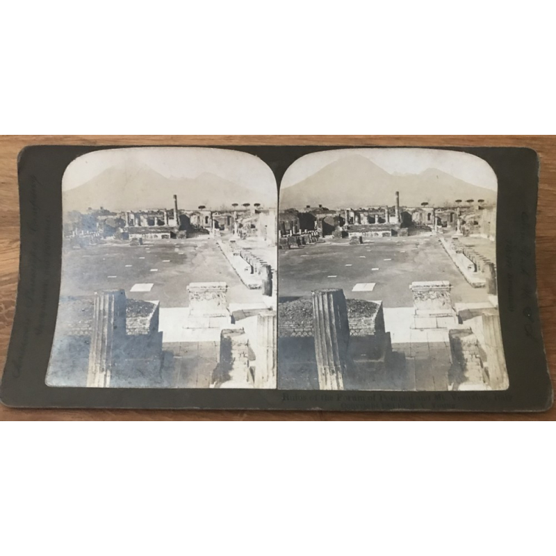 Ruins O.T. Forum Of Pompeii & Mt. Vesuvios - Italy (Vintage American Stereophonic Company Photo 1901)
