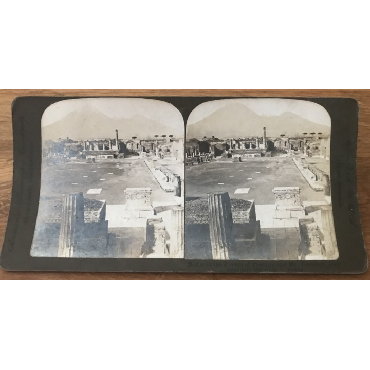 Ruins O.T. Forum Of Pompeii & Mt. Vesuvios - Italy (Vintage American Stereophonic Company Photo 1901)