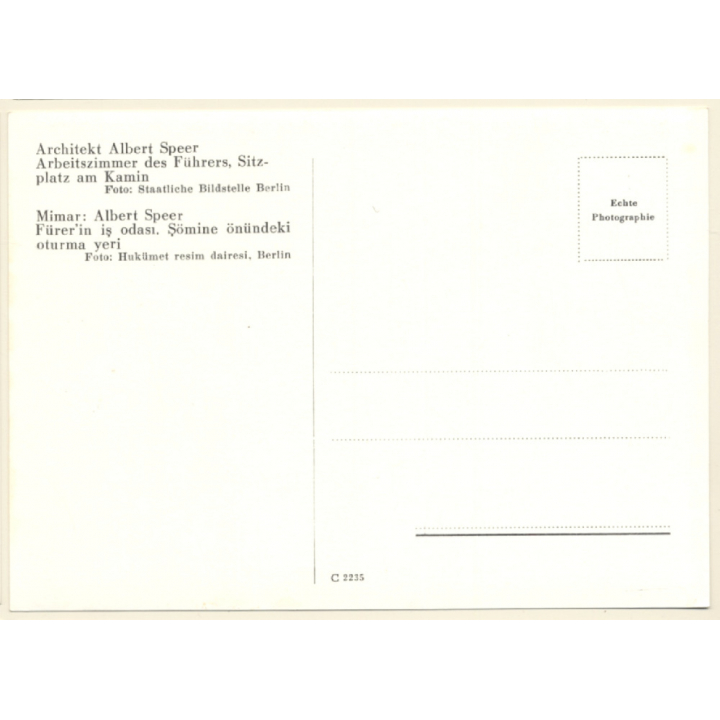 Architekt Albert Speer: Arbeitszimmer Adolf Hitler (Vintage RPPC)