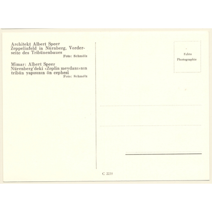 Architekt Albert Speer: Zeppelinfeld Nürnberg Tribünenbau (Vintage RPPC)