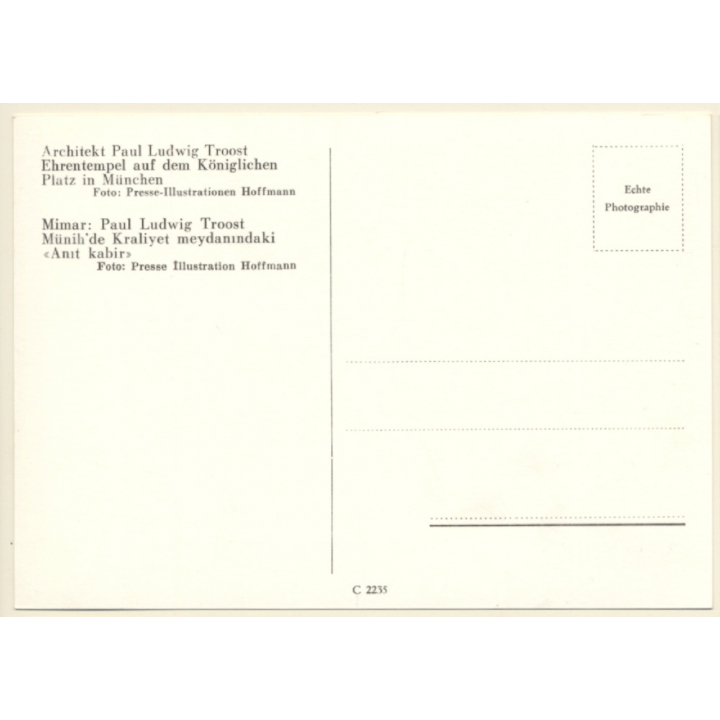 Architekt Paul Ludwig Troost: Ehrentempel Königlicher Platz München (Vintage RPPC)