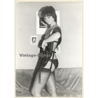 Erotic Study: Slim Natural Semi Nude In Black Lingerie *2 (Vintage Photo 18 x 13 CM GDR ~1970s)