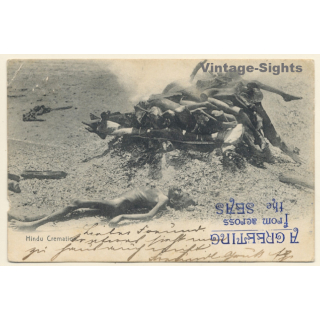 India: Hindu Cremation / Ceremony (Vintage PC 1900s)