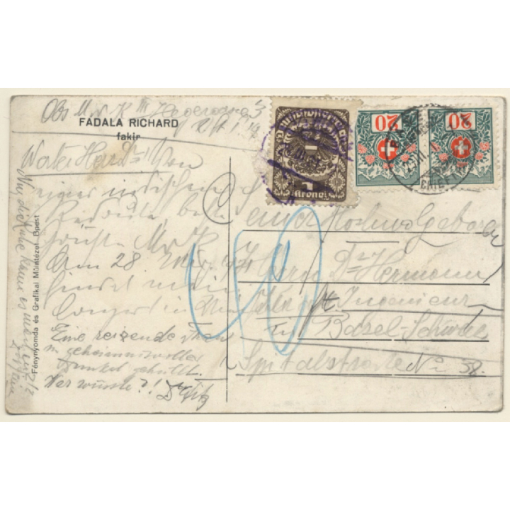 Basel / Human Zoo: Fadala Richard - Fakir / Hagenbeck (Vintage PC 1921)