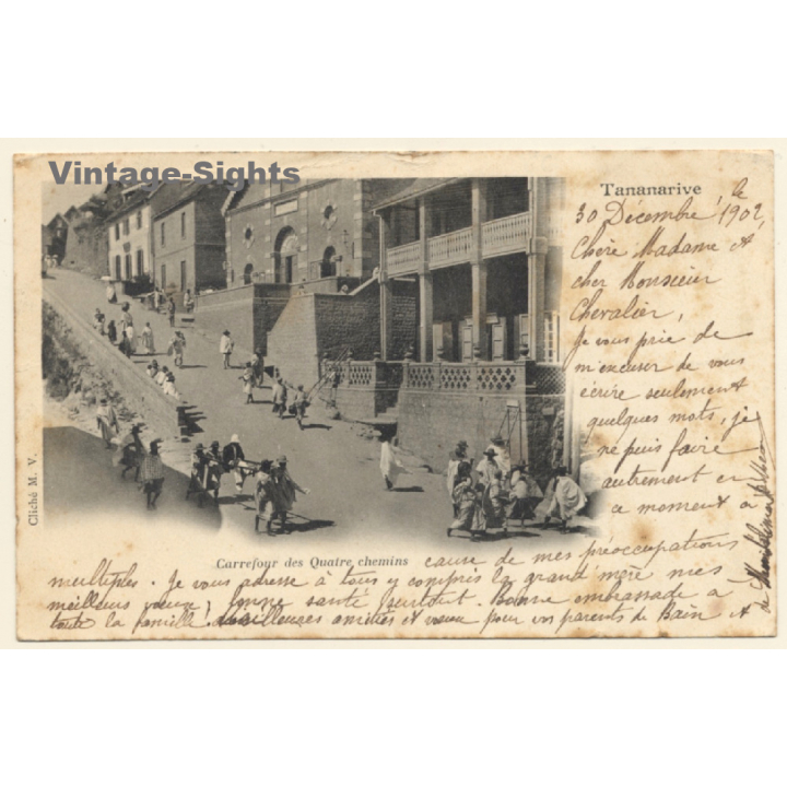 Tananarive / Madagascar: Carrefour des Quatre chemins (Vintage PC 1902)
