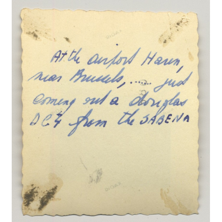 Airport Haven: Woman On Stairs Of Douglas DC4 / Sabena (Vintage Photo B/W ~1950s)