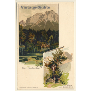 Otto Strützel: Badersee - Wegekreuz (Vintage PC 1900s)