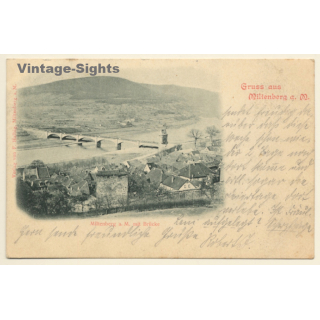 Miltenberg am Main: Blick auf Stadt und Brücke (Vintage PC 1901)