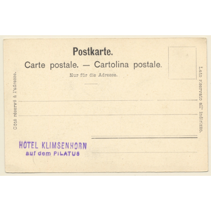 Nidwalden / Schwitzerland: Pilatus Hotel Klimenshorn (Vintage PC 1900s)