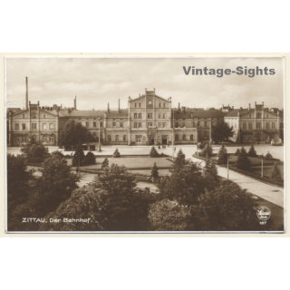 Zittau (Oberlausitz) / Germany: Bahnhof (Vintage RPPC 1928)