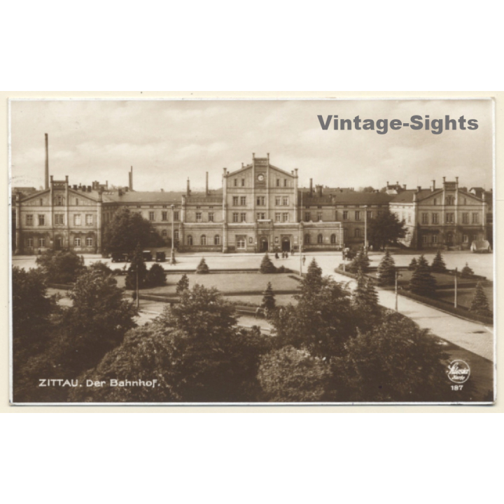 Zittau (Oberlausitz) / Germany: Bahnhof (Vintage RPPC 1928)
