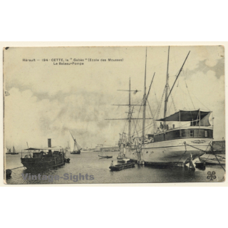 Cette (Sète) / France: School Ship Le Gabès (Vintage RPPC 1906)