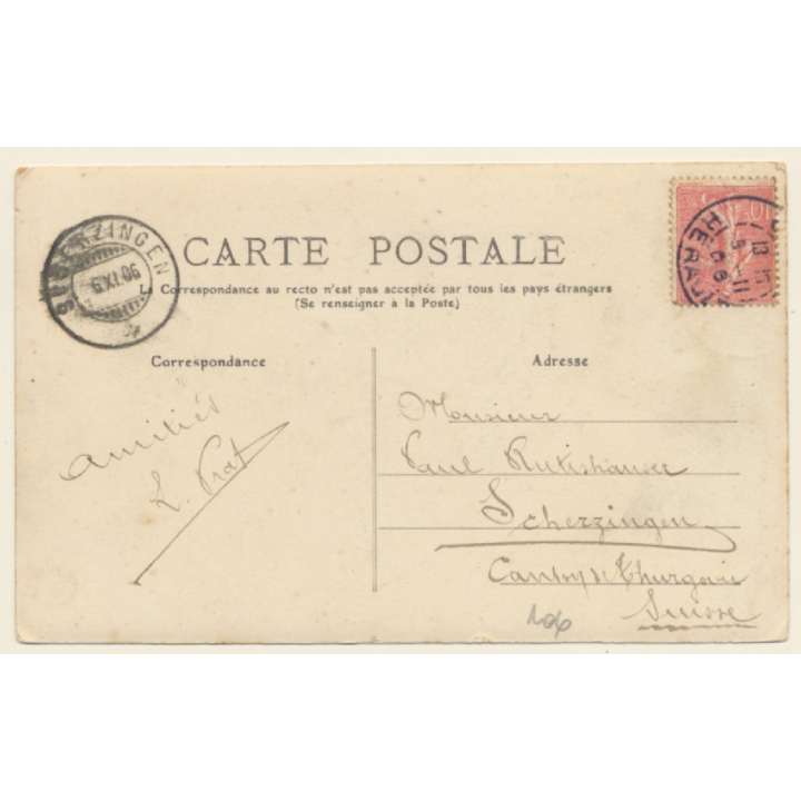 Cette (Sète) / France: School Ship Le Gabès (Vintage RPPC 1906)