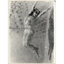 Erotic Study by Pjotr Van Moock: Nude Female Covered In Foam Jumps Up (Vintage XL Photo 40 x 30 CM 1980s)