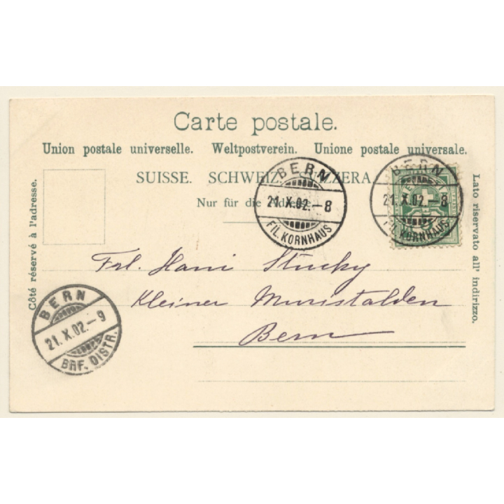 St. Beatenberg / Switzerland: Partial View - Church (Vintage Artist PC Litho 1902)