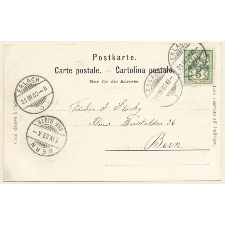 Oberhofen am Thunersee: Pension Zimmermann - Dampfschiff Ländte (Vintage PC 1903)