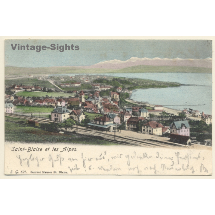Saint-Blaise et les Alpes / Switzerland: Total View (Vintage Artist PC 1904)