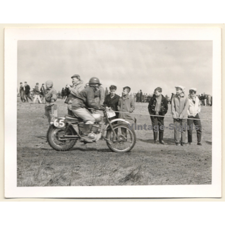 British Motocross Race N°65 / Scramble *11 (Vintage Photo UK ~1950s)