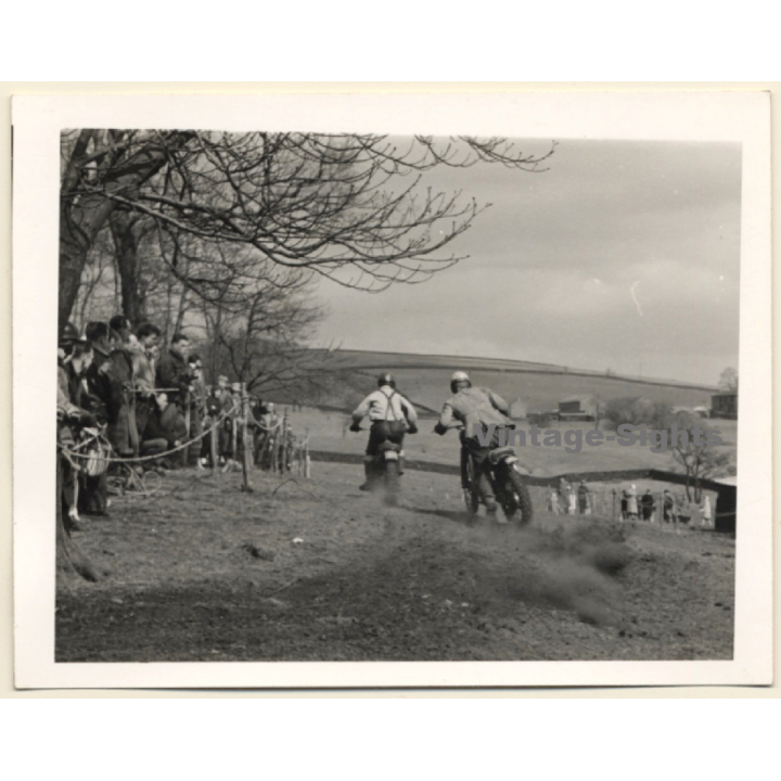 British Motocross Race Rear View  / Scramble *14 (Vintage Photo UK ~1950s)