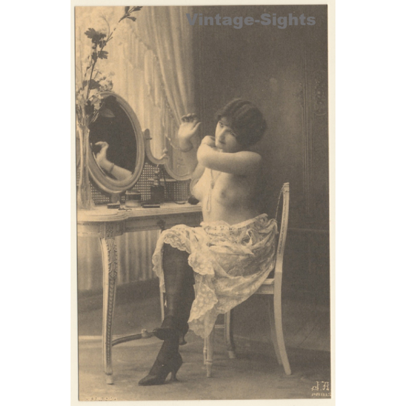 1920s Erotica: Nude Belle Epoque Beauty*3 / Risqué - Boudoir (PC Weltpostverein RE ~1960s)