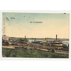 Port de Léopoldville - Congo / Africa (Vintage Hand Colored PC B/W)