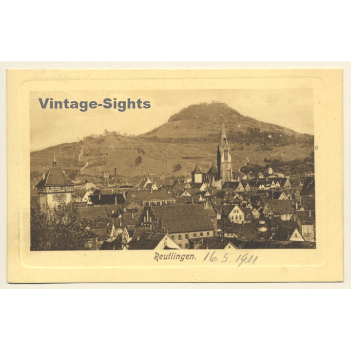 Reutlingen / Germany: Partial View with Achalm (Vintage PC 1911)