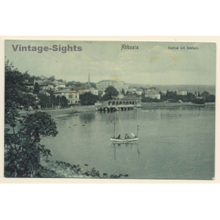 Abbazia - Istria / Croatia: Slatina mit Seebad (Vintage PC ~1910s)