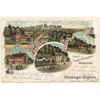 Münsingen: Truppenübungsplatz - Hardt Hotel - Ludwigshöhe (Vintage PC Litho 1903)