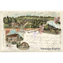 Münsingen: Truppenübungsplatz - Hotel Fezer - Ludwigshöhe (Vintage PC Litho 1901)