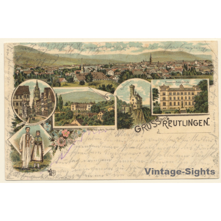 Reutlingen: Frauenarbeitsschule - Pomologisches Institut (Vintage PC Litho 1902)