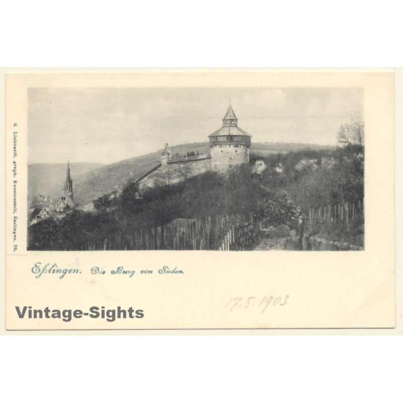 Esslingen a.N. / Germany: Die Burg von Süden (Vintage PC 1903)