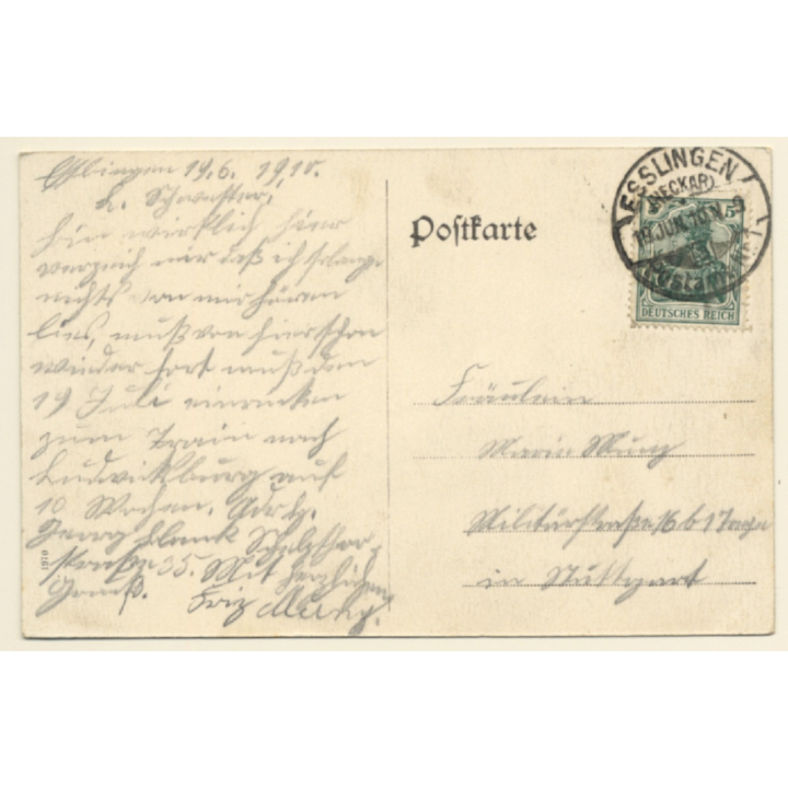 Esslingen a.N. / Germany: Klein Venedig m. Stadtkirche (Vintage PC 1910)