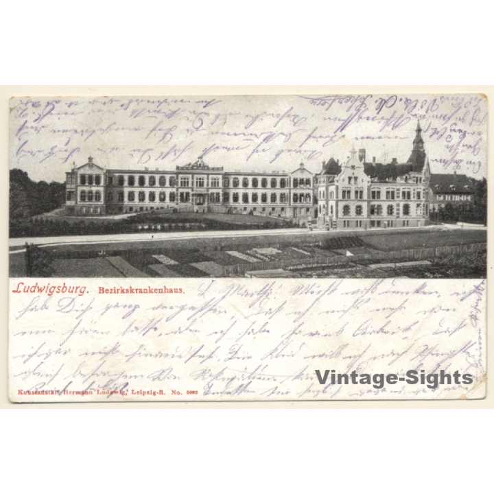 Ludwigsburg / Germany: Bezirkskrankenhaus (Vintage PC 1905)