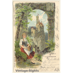 Honau / Germany: Schloss Lichtenstein *5 / 's Bärbele (Vintage PC Litho 1903)