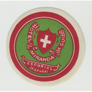 Hotel Miranda & Suizo / Spain (Vintage Luggage Label)